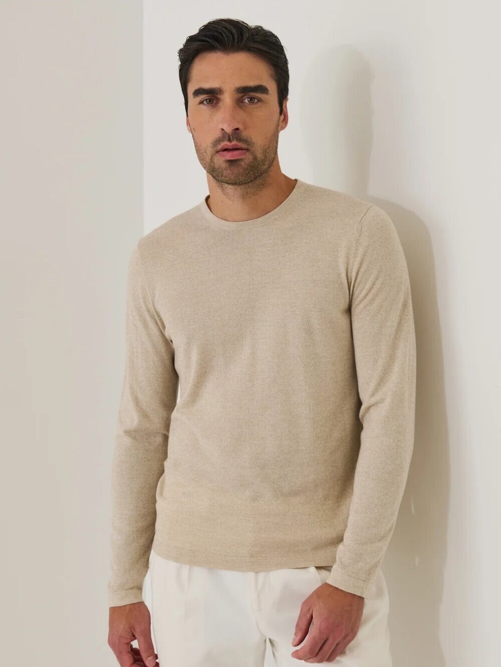Patrick Assaraf Cotton-Cupro Long Sleeve Crewneck